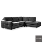 Narożnik EMA z otomaną funkcja spania codziennego stelaż włoski z materacem 120 cm i pojemnikiem na pościel