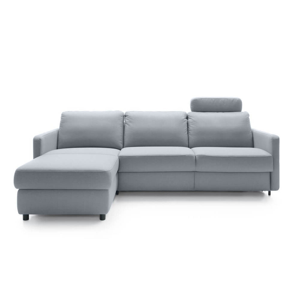 Narożnik EMA z funkcją spania codziennego stelaż włoski z materacem 140 cm i pojemnikiem na pościel