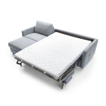 Narożnik EMA z funkcją spania codziennego stelaż włoski z materacem 140 cm i pojemnikiem na pościel