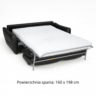 Sofa FLOSSY 3 osobowa z funkcją spania codziennego typu stelaż włoski z materacem 160 cm i pojemnikiem