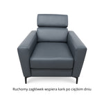 Fotel skórzany APOLLO wypoczynkowy z ruchomym zagłówkiem