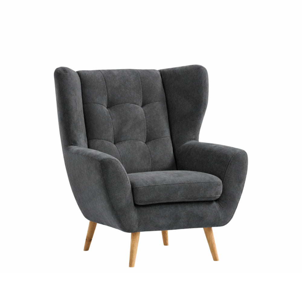 Fotel LAHTI uszak pikowany na drewnianych nóżkach