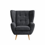 Fotel LAHTI uszak pikowany na drewnianych nóżkach