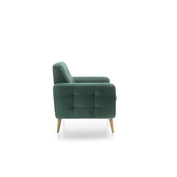 NOVA lounge armchair, quilted, on wooden legs