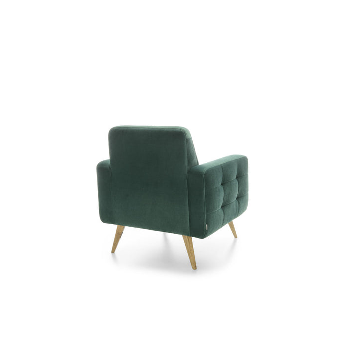 NOVA lounge armchair, quilted, on wooden legs