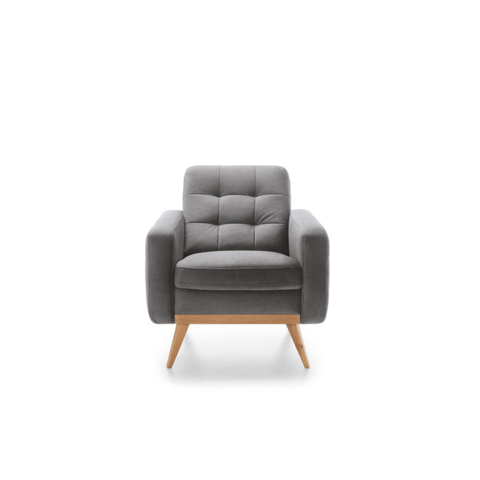 NOVA lounge armchair, quilted, on wooden legs