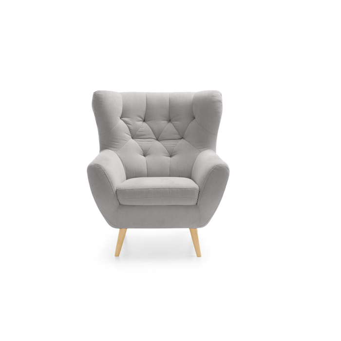 VOSS wing armchair quilted on wooden legs