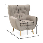 Fotel uszak VOSS pikowany na drewnianych nóżkach