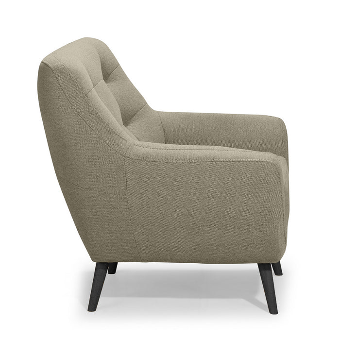 NORDI lounge armchair, quilted, on wooden legs