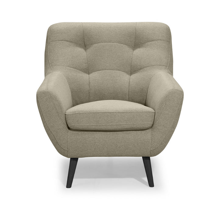 NORDI lounge armchair, quilted, on wooden legs