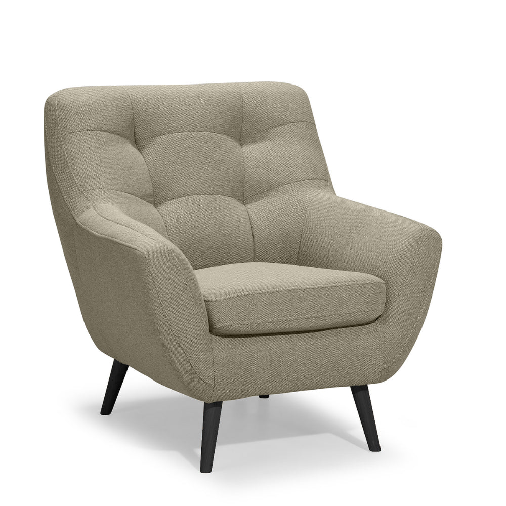 NORDI lounge armchair, quilted, on wooden legs