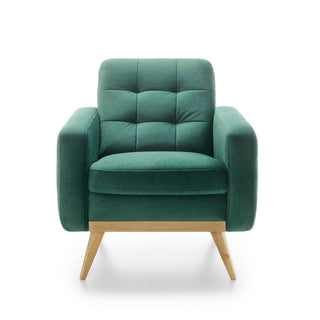 Fotel pikowany NOVA wypoczynkowy na wysokich drewnianych nóżkach