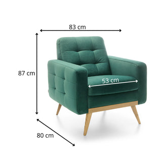 Fotel pikowany NOVA wypoczynkowy na wysokich drewnianych nóżkach