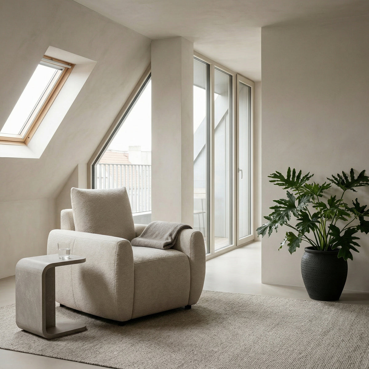 SHAGGY Lounge Armchair - Rounded Design with Armrests