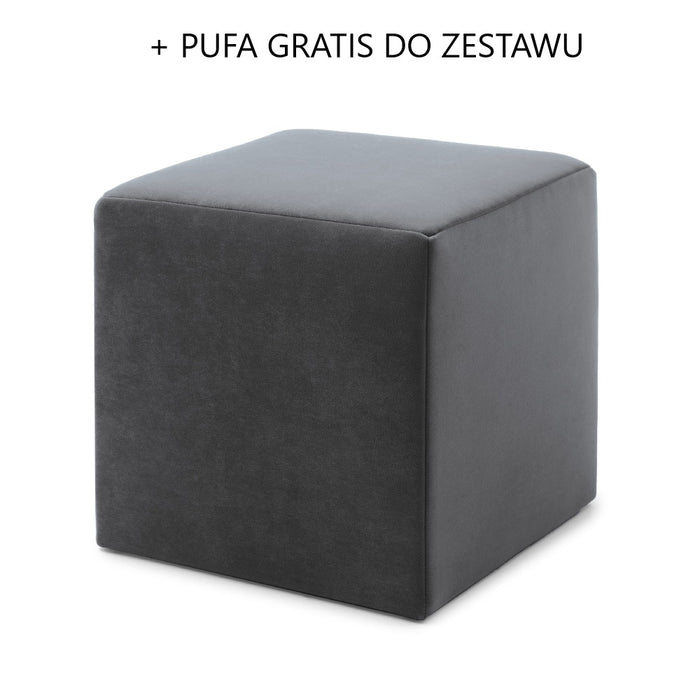 MALPENSA leather corner sofa, extendable with a container and movable headrests + free pouffe