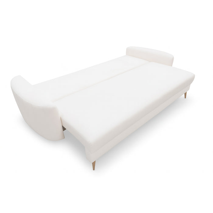 Sofa HUG z funkcją spania i pojemnikiem na pościel na wysokich nóżkach