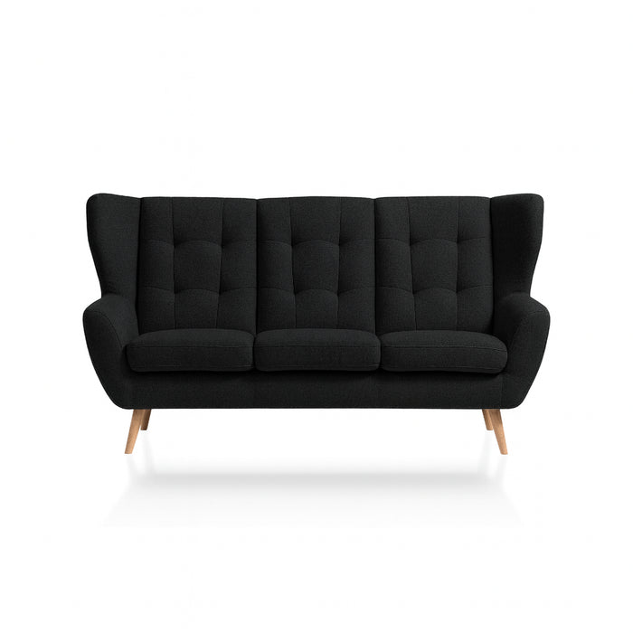 NORDI 3-seater sofa, quilted, on wooden legs