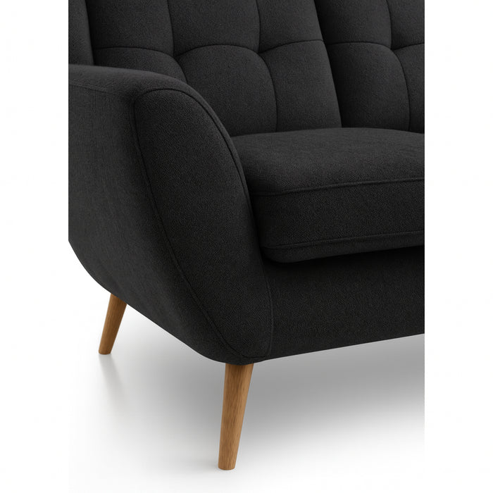 NORDI 3-seater sofa, quilted, on wooden legs