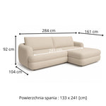 Narożnik LUSH obły z funkcją spania i pojemnikiem na pościel duży