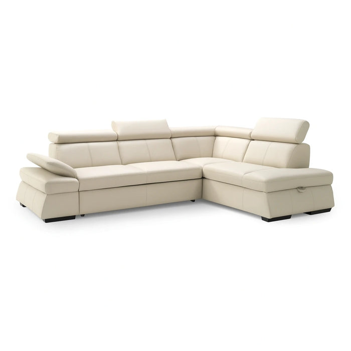 Narożnik MALPENSA rozkładany z pojemnikiem i ruchomymi zagłówkami + pufa gratis