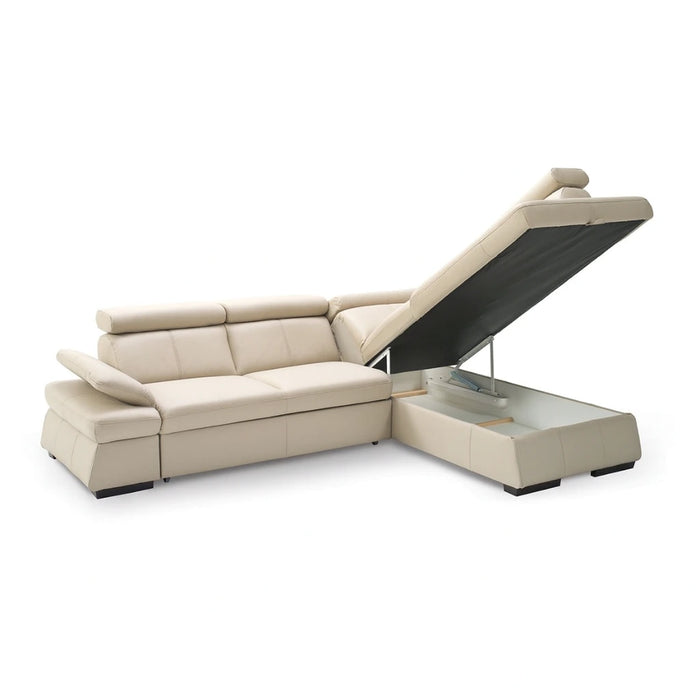 Narożnik MALPENSA rozkładany z pojemnikiem i ruchomymi zagłówkami + pufa gratis