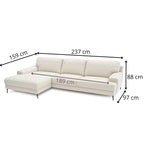 Nowoczesny narożnik MONDAY na metalowych nóżkach