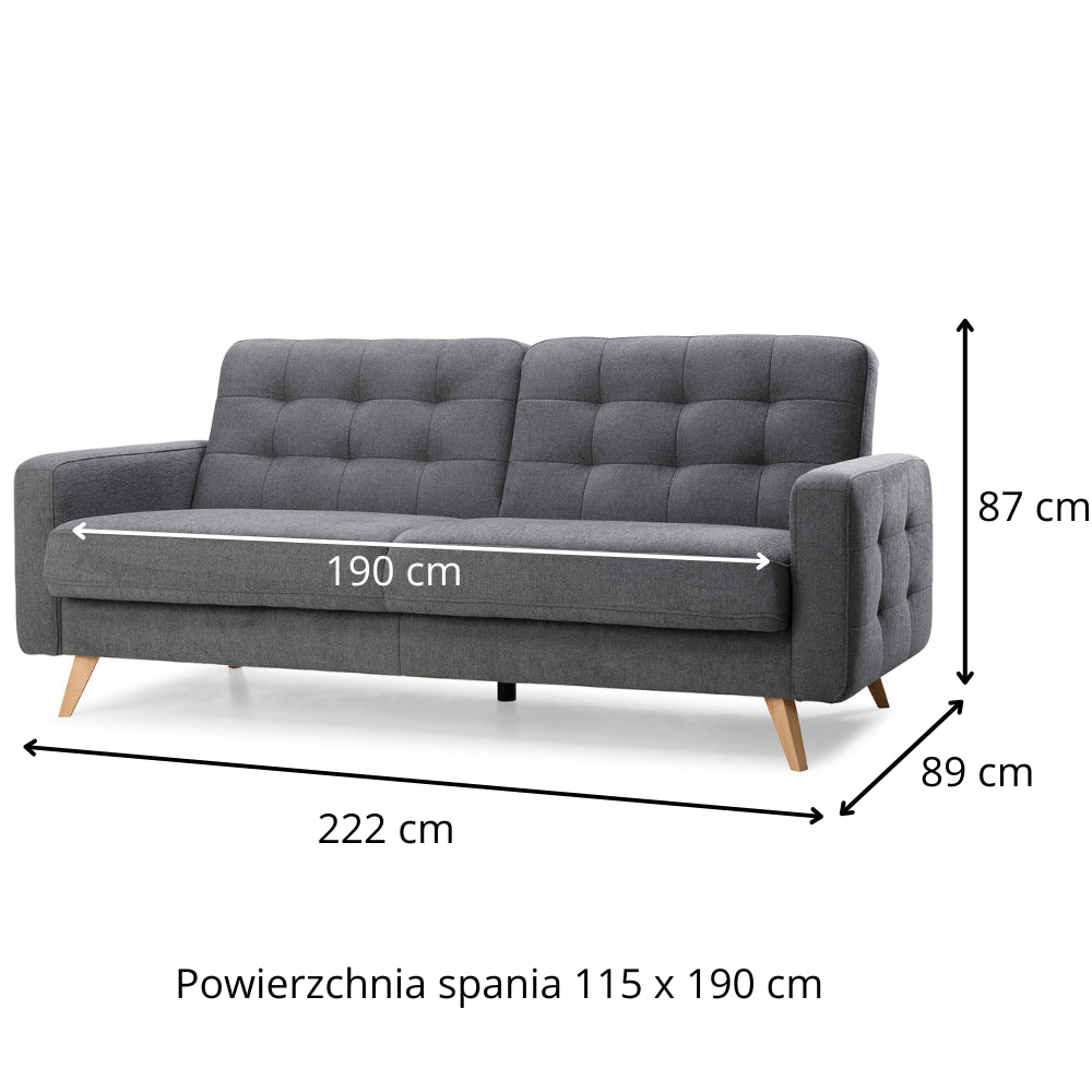 Sofa NAPPA trzyosobowa rozkładana z pojemnikiem na pościel