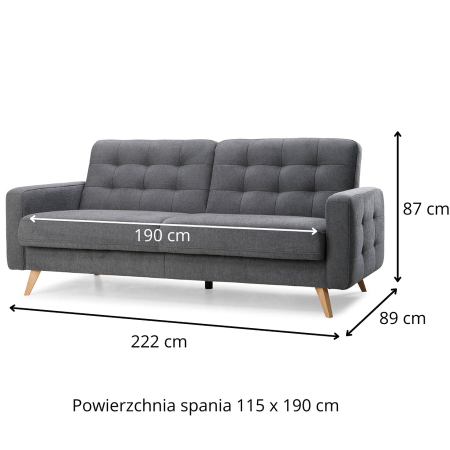 Sofa NAPPA trzyosobowa rozkładana z pojemnikiem na pościel