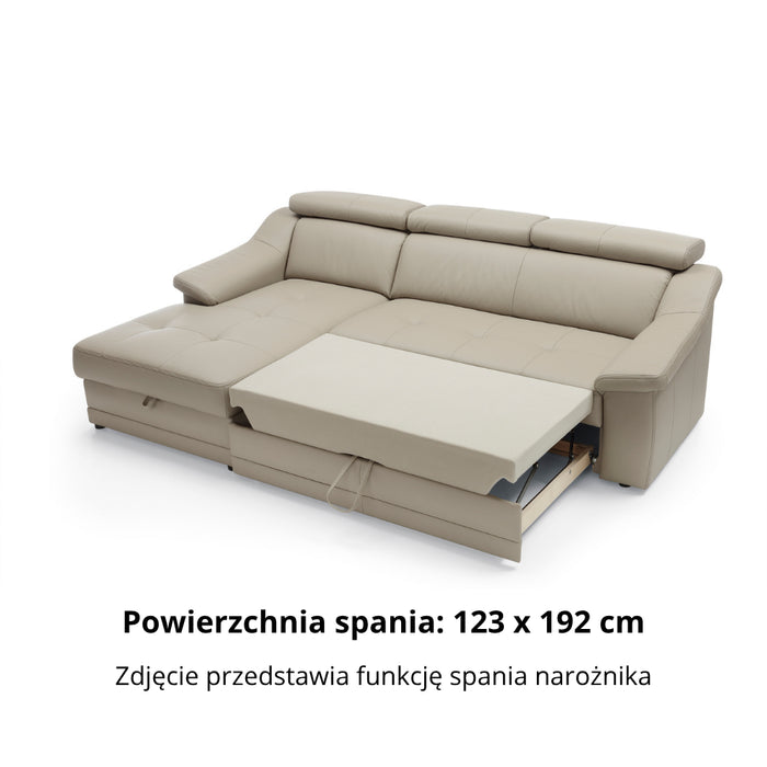 Narożnik ADUR rozkładany z pojemnikiem na pościel i ruchomymi zagłówkami