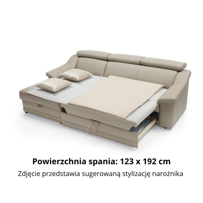 Narożnik ADUR rozkładany z pojemnikiem na pościel i ruchomymi zagłówkami