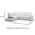 Narożnik CAPRI z otomaną i funkcją spania oraz ruchomymi zagłówkami