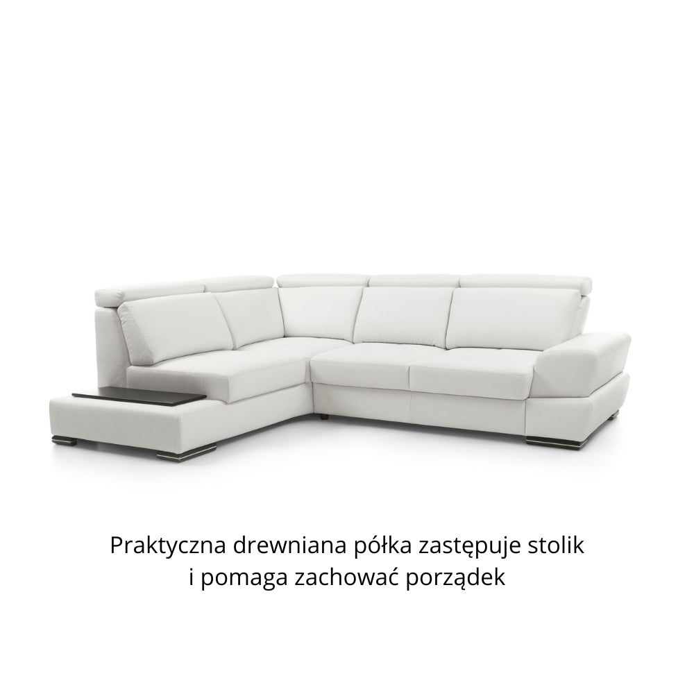 Narożnik CAPRI z otomaną i funkcją spania oraz ruchomymi zagłówkami