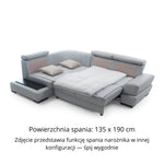 Narożnik CAPRI z otomaną i funkcją spania oraz ruchomymi zagłówkami