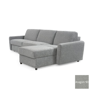 Narożnik DOLLY z funkcją spania codziennego stelaż włoski z materacem 120 cm i pojemnikiem na pościel prawostronny