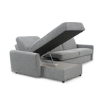 Narożnik DOLLY z funkcją spania codziennego stelaż włoski z materacem 120 cm i pojemnikiem na pościel lewostronny