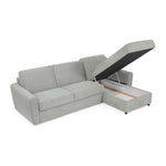 Narożnik DOLLY z funkcją spania codziennego stelaż włoski z materacem 140 cm i pojemnikiem na pościel prawostronny