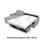 DOLLY corner sofa with daily sleeping function, Italian frame, 140 cm mattress and left-sided bedding container