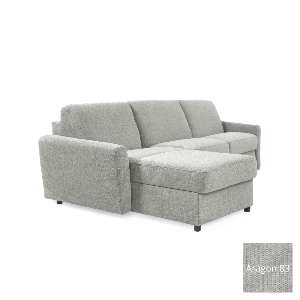 Narożnik DOLLY z funkcją spania codziennego stelaż włoski z materacem 140 cm i pojemnikiem na pościel lewostronny