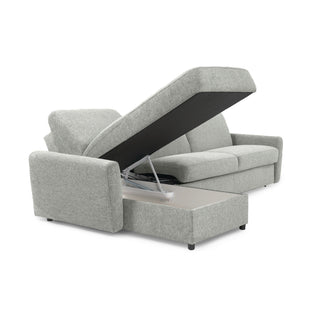 Narożnik DOLLY z funkcją spania codziennego stelaż włoski z materacem 140 cm i pojemnikiem na pościel lewostronny