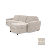 Narożnik DOLLY z funkcją spania codziennego stelaż włoski z materacem 160 cm i pojemnikiem na pościel prawostronny