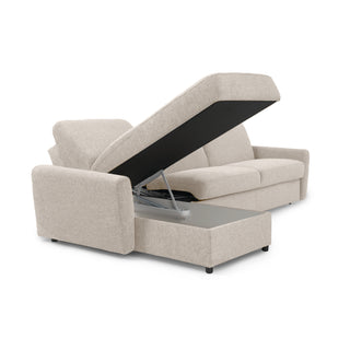 Narożnik DOLLY z funkcją spania codziennego stelaż włoski z materacem 160 cm i pojemnikiem na pościel lewostronny