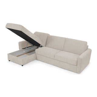 Narożnik DOLLY z funkcją spania codziennego stelaż włoski z materacem 160 cm i pojemnikiem na pościel lewostronny