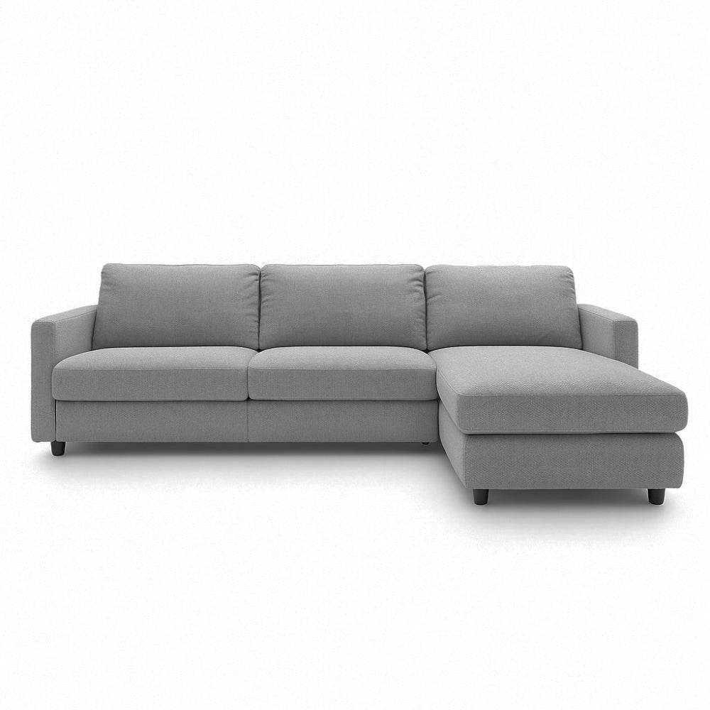 Narożnik EMA z funkcją spania codziennego stelaż włoski z materacem 140 cm i pojemnikiem na pościel