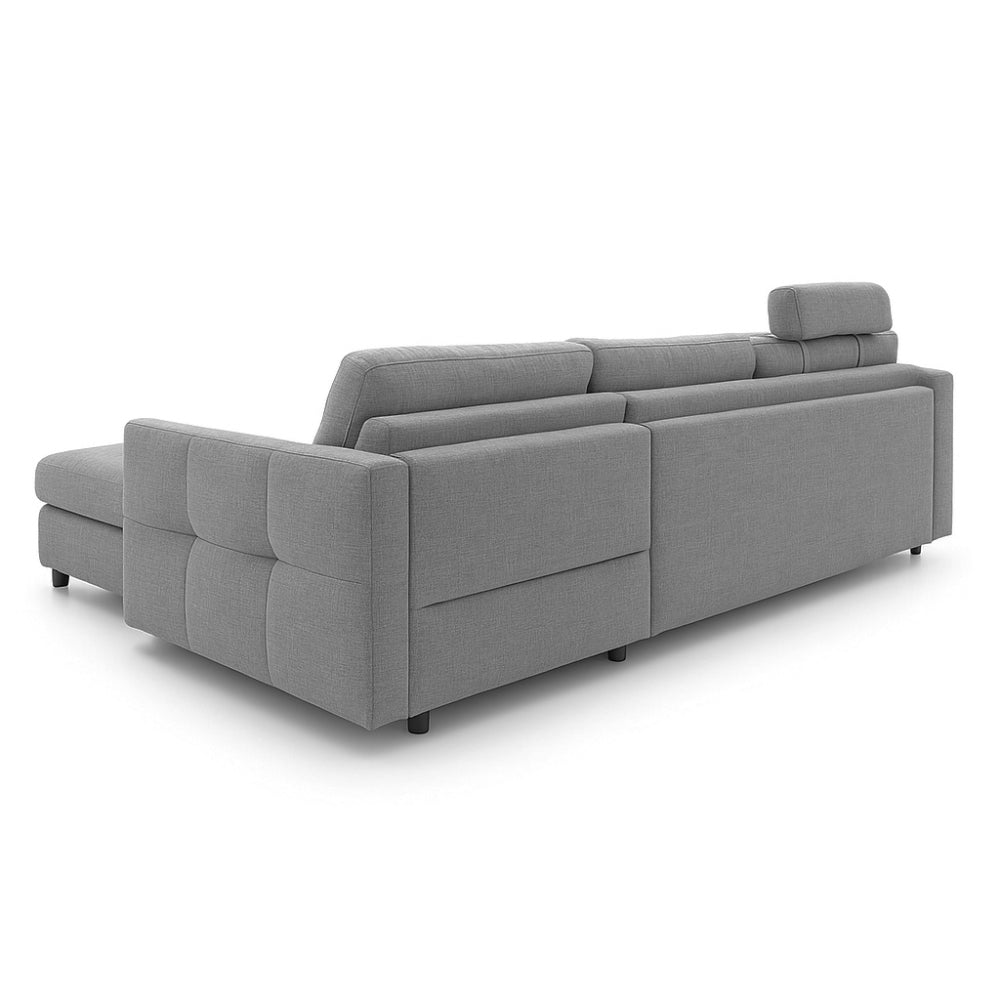 Narożnik EMA z funkcją spania codziennego stelaż włoski z materacem 140 cm i pojemnikiem na pościel