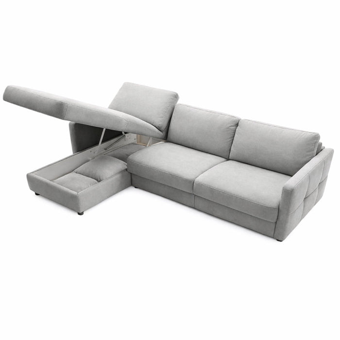 Narożnik EMA z funkcją spania codziennego stelaż włoski PRO z materacem 160cm i pojemnikiem na pościel