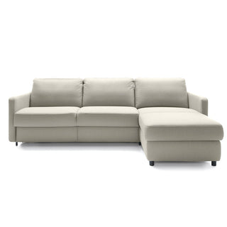 Narożnik EMA z funkcją spania codziennego stelaż włoski standard z materacem 160cm i pojemnikiem na pościel