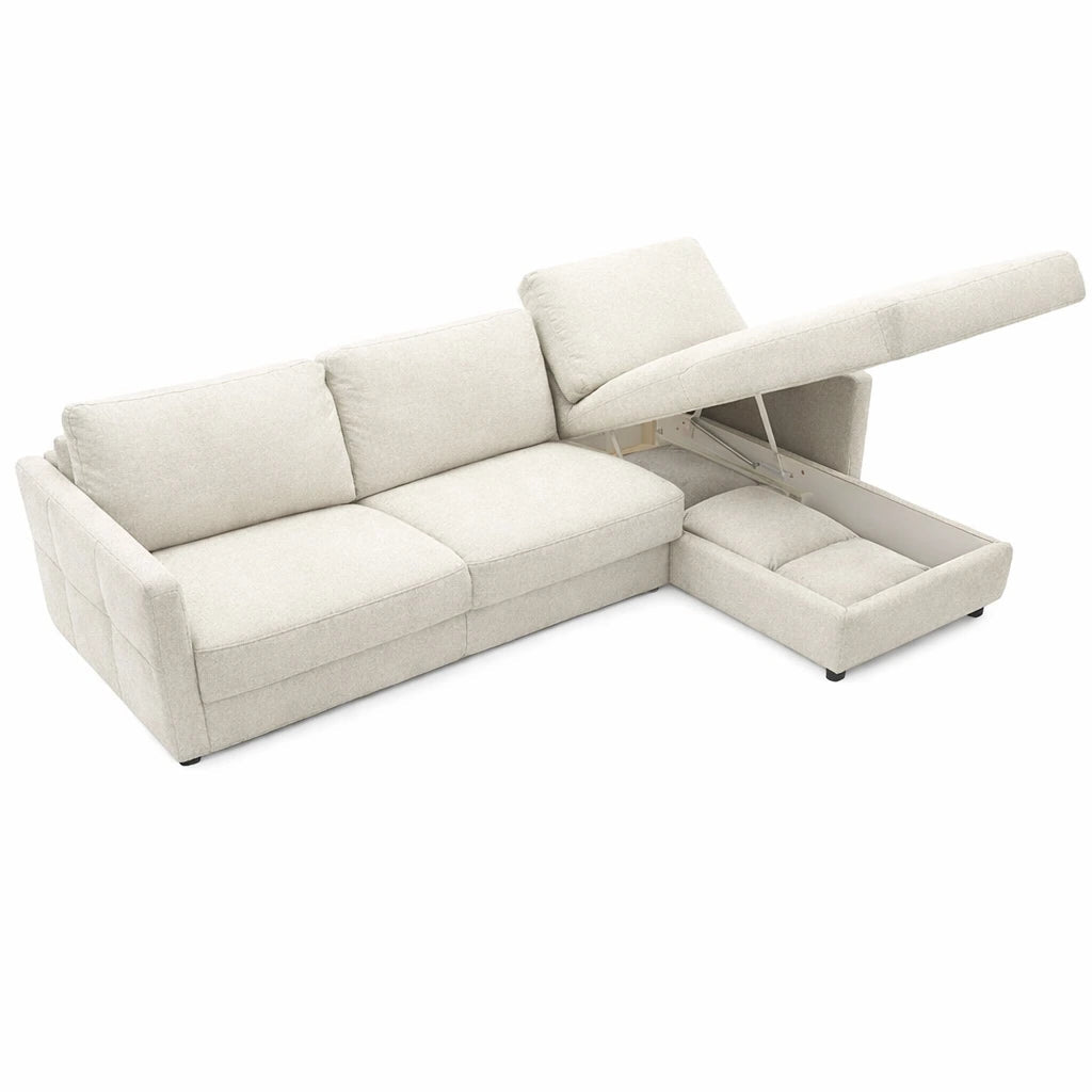 Narożnik EMA z funkcją spania codziennego stelaż włoski PRO z materacem 160cm i pojemnikiem na pościel