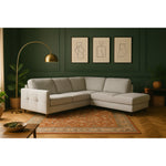 Narożnik EMA z otomaną rozkładany stelaż włoski z materacem 120 cm i pojemnikiem na pościel