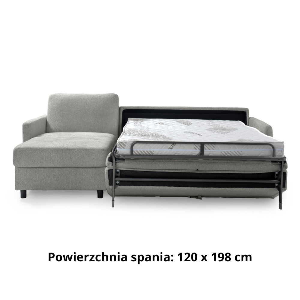 EMA corner sofa with daily sleeping function Italian frame 120 cm mattress and bedding container