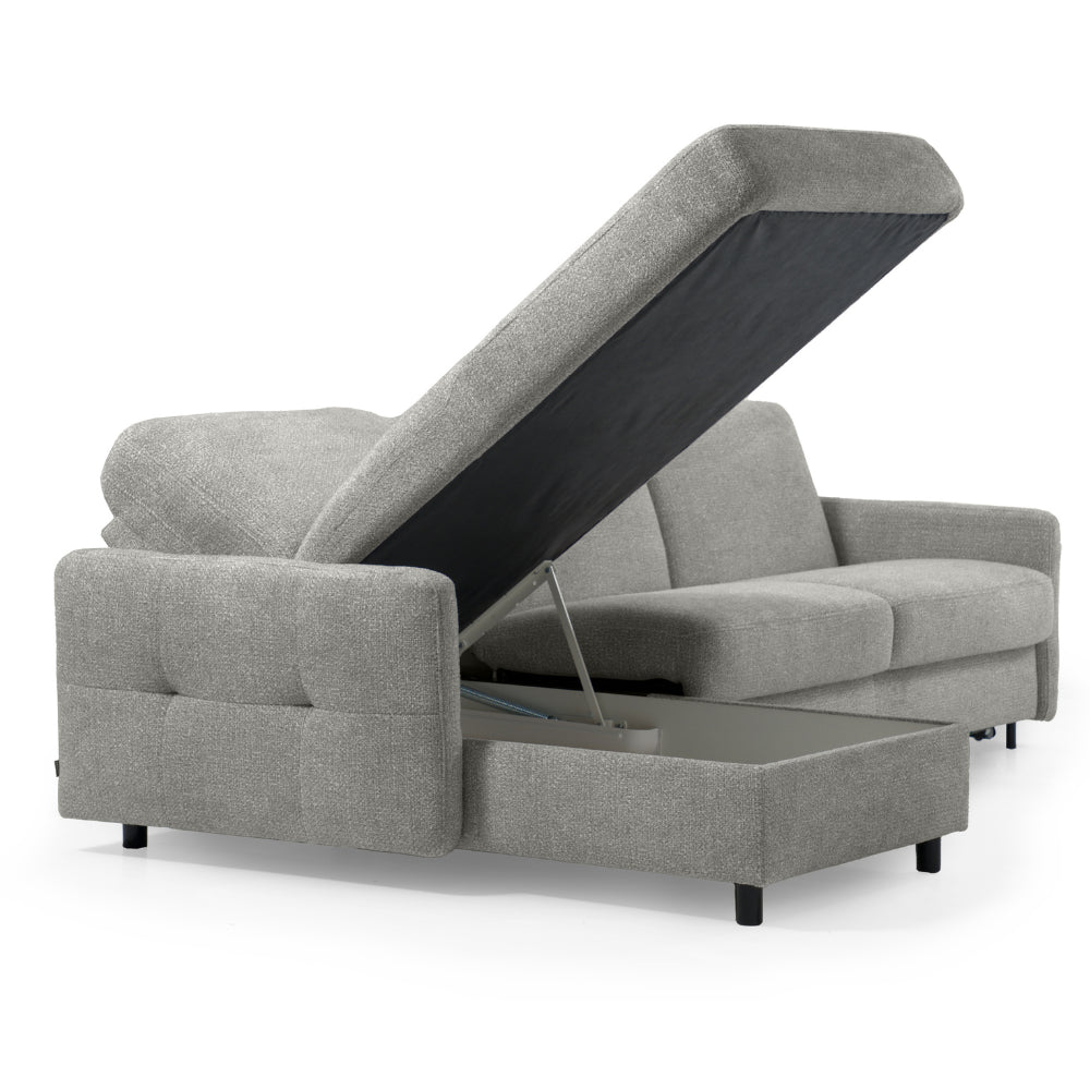 EMA corner sofa with daily sleeping function Italian frame 120 cm mattress and bedding container